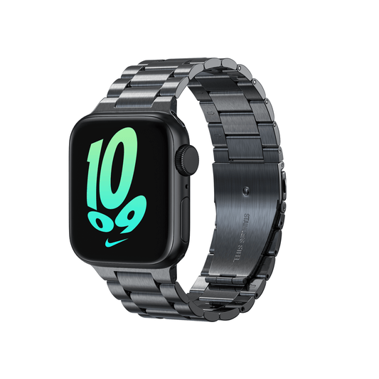 Royal Edelstahlarmband in Schwarz für Samsung, Garmin und Apple Watch – luxuriöses Design, massive Glieder, ideal für Business-Looks.