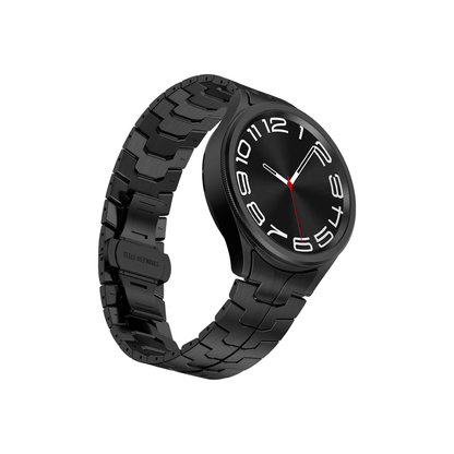 Smartbandz Titan Edition in Schwarz – hochwertiges 20 mm Edelstahl-Armband für Samsung Galaxy Watch, mit präzise gefertigten Gliedern und innovativem Verschluss für sportlich-elegante Looks.“