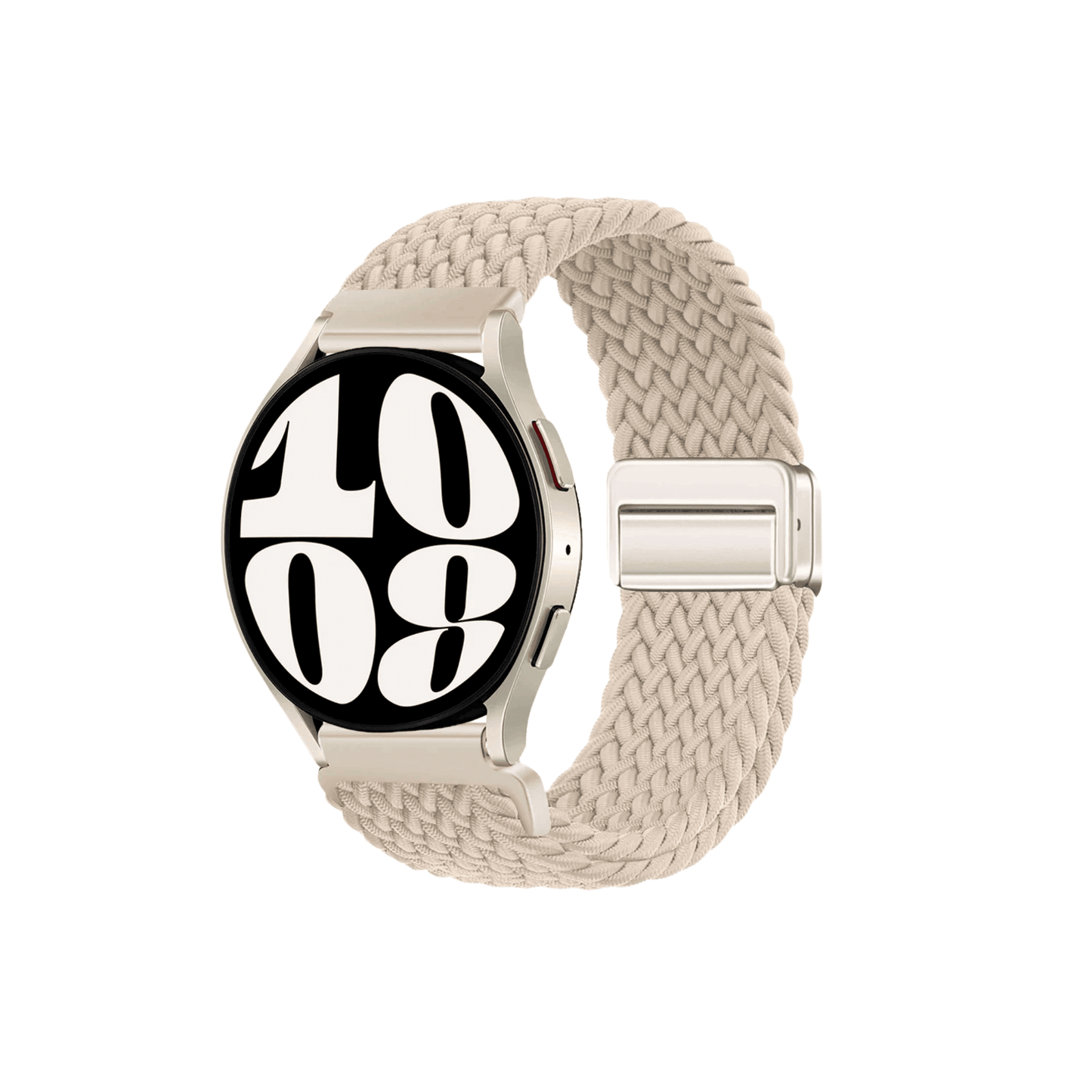 TrailMaster Textilarmband in Beige – elegantes, weiches Textil mit bequemer Magnetbefestigung für 20 mm Smartwatches