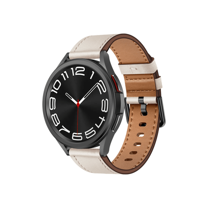 Veridian Lederarmband in Elfenbein – zweifarbiges Echtlederarmband mit Dornschließe, passend für Garmin, Samsung und Amazfit Smartwatches (20 mm)