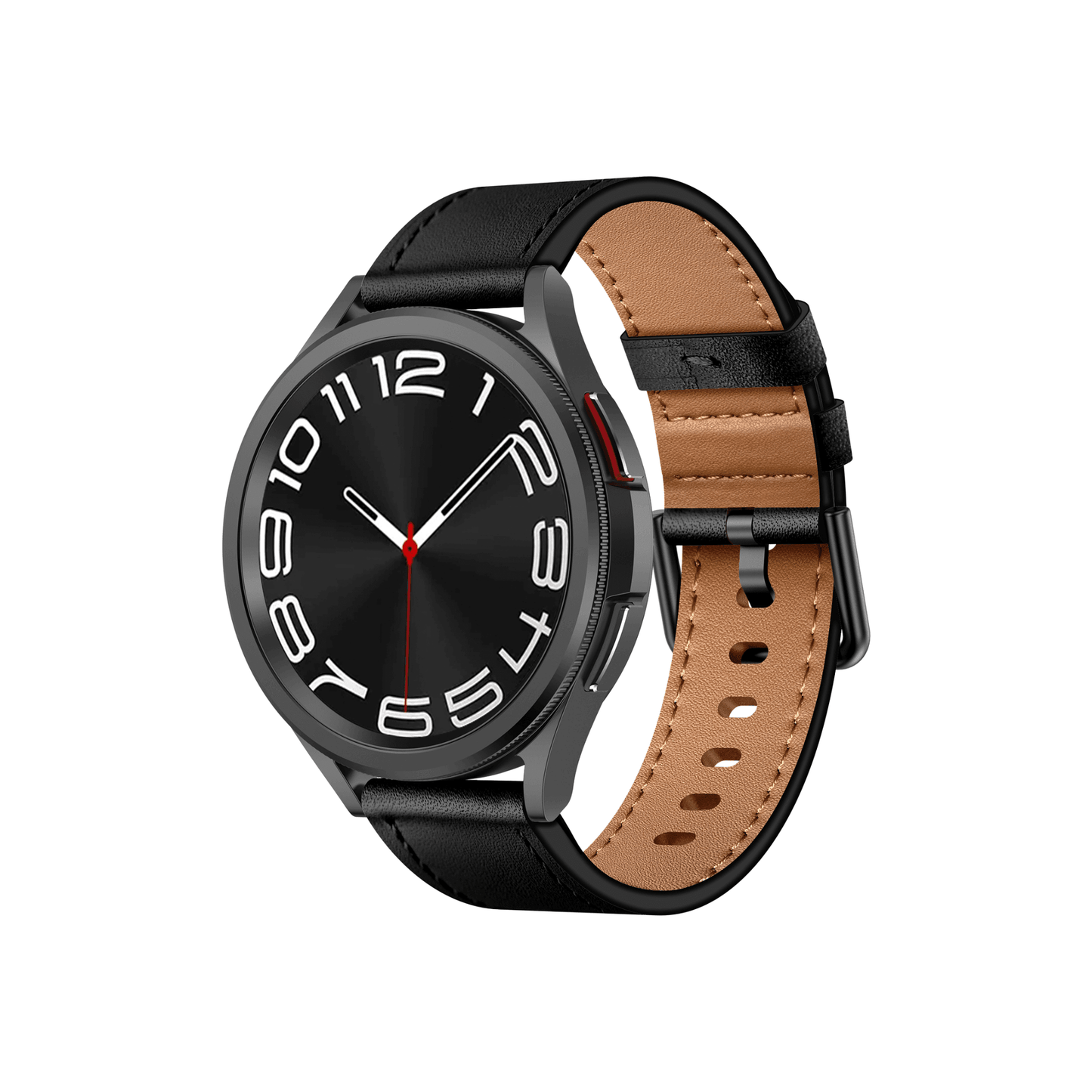Schwarzes Veridian Lederarmband an Smartwatch – edel, zweifarbig, mit Dornschließe