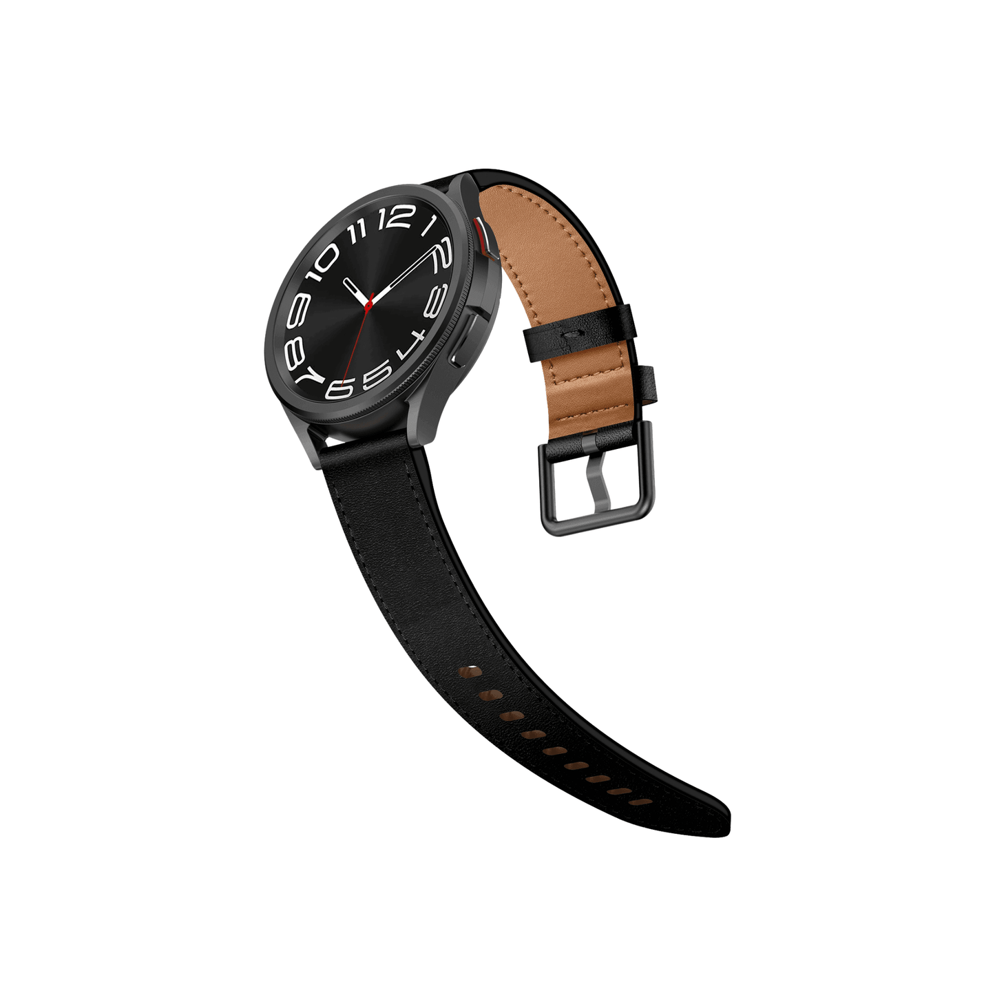 Veridian Lederarmband Schwarz – Setansicht beider Teile für Smartwatches mit 20mm Stegbreite
