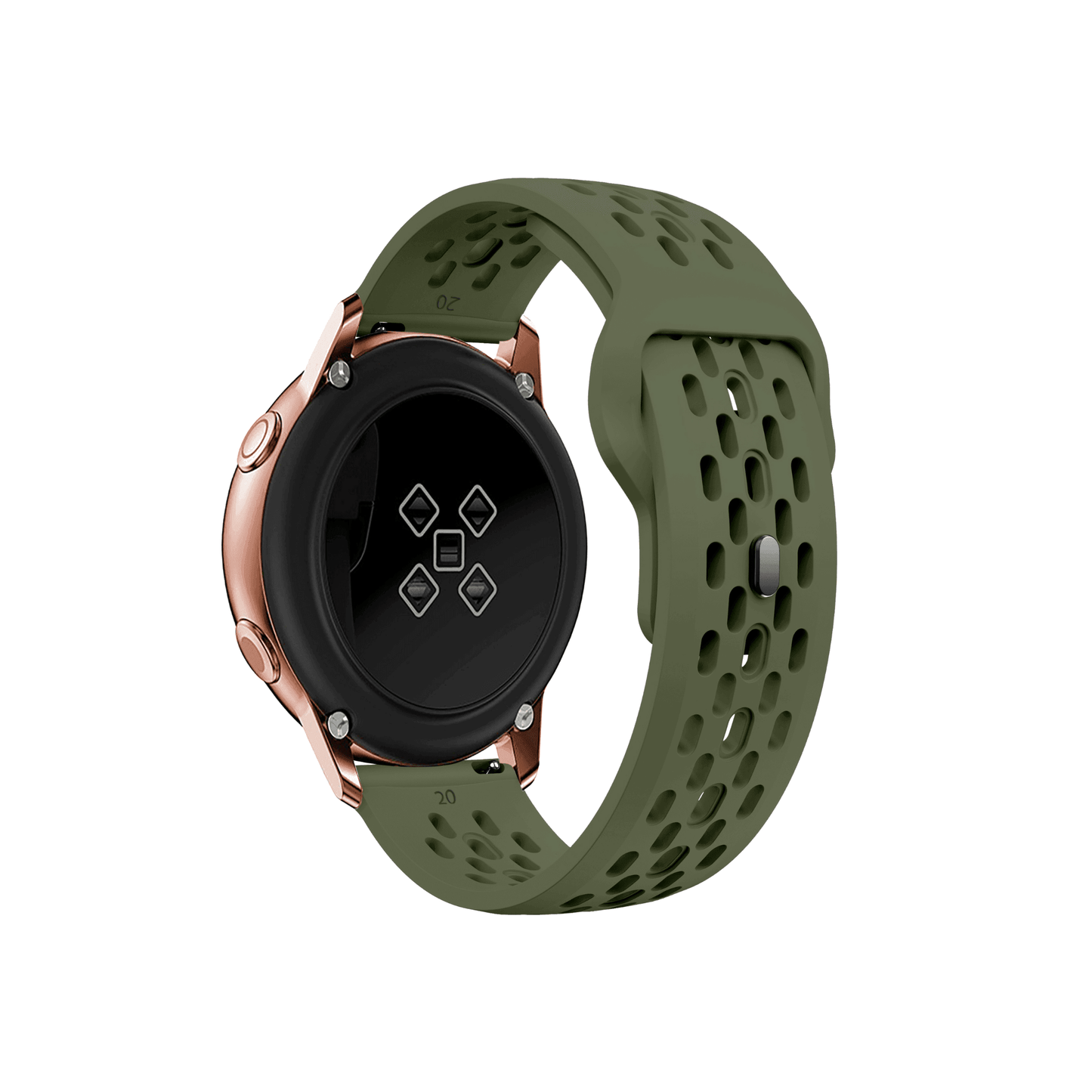 Flexibles Silikonarmband in Militärgrün – optimal für Samsung Galaxy Watch, Garmin & Amazfit (20 mm)